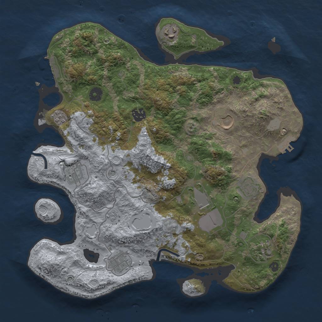 Rust Map: Procedural Map, Size: 3500, Seed: 523771078, 18 Monuments