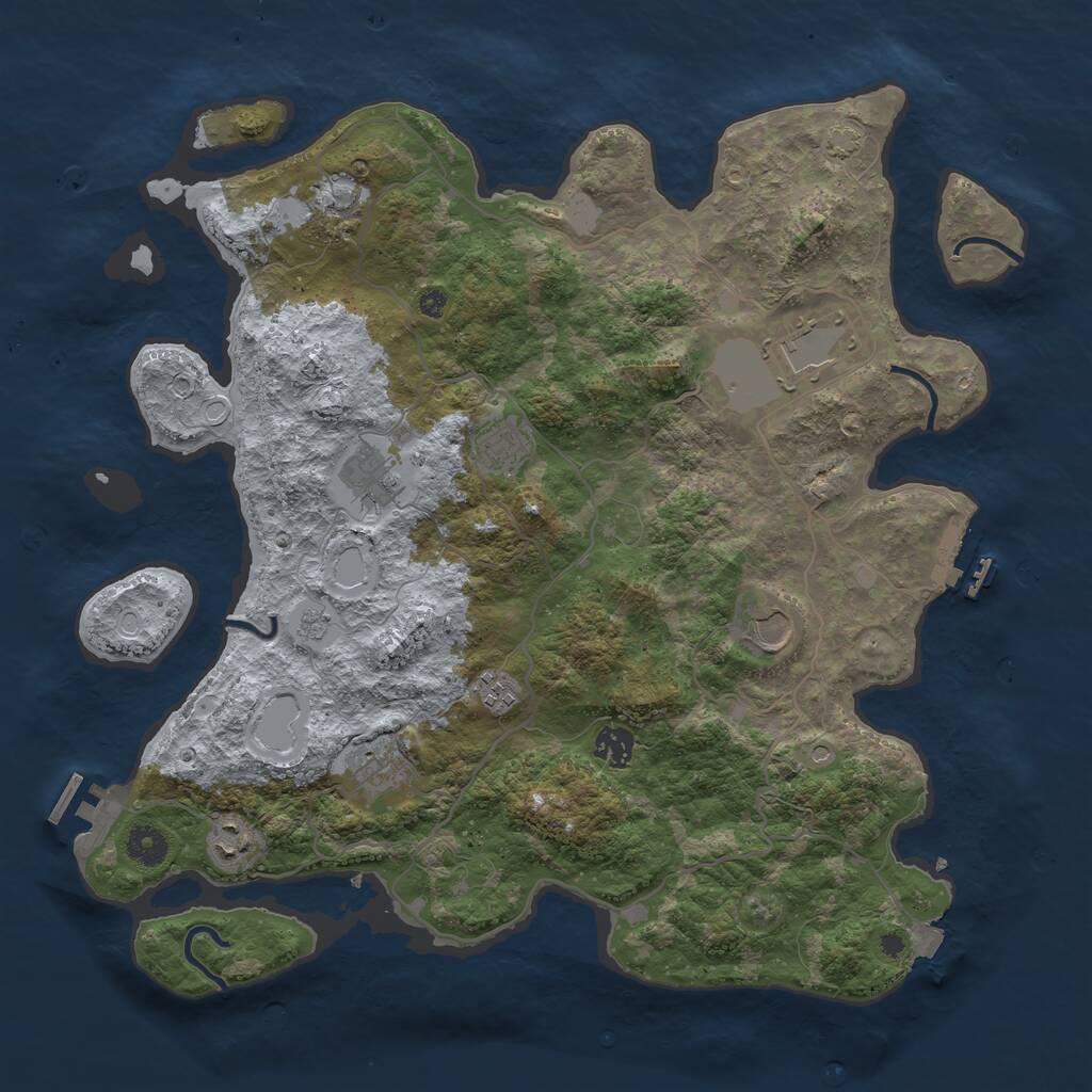 Rust Map: Procedural Map, Size: 4000, Seed: 129740425, 15 Monuments