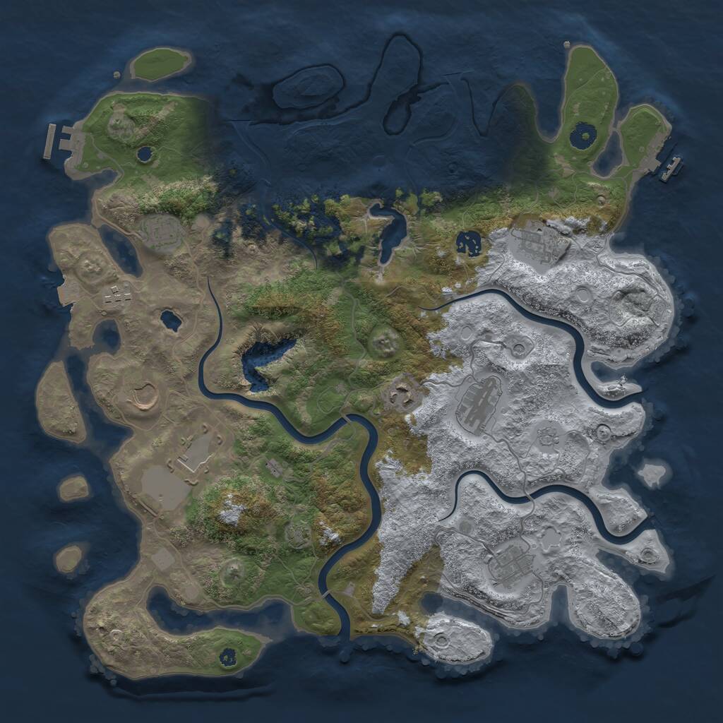 Rust Map: Procedural Map, Size: 4096, Seed: 3500, 15 Monuments