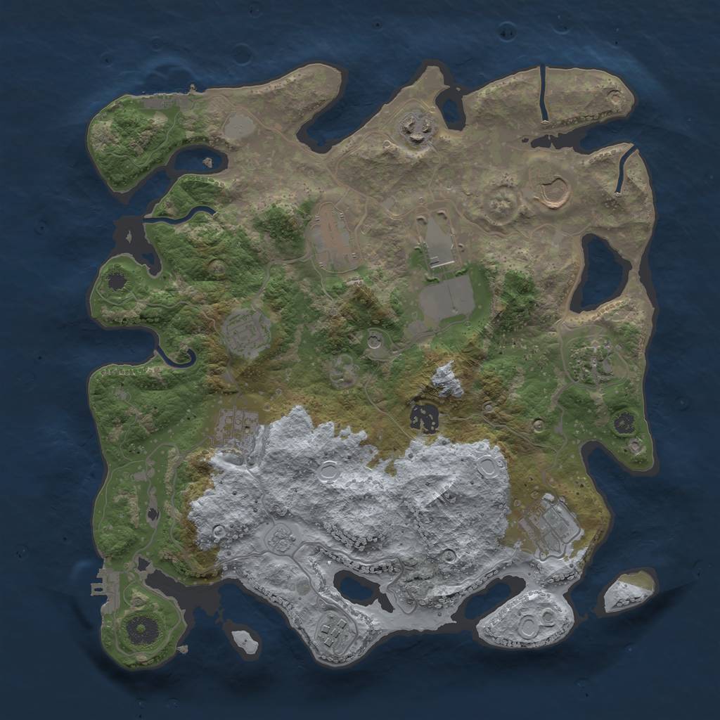 Rust Map: Procedural Map, Size: 3500, Seed: 254739317, 19 Monuments