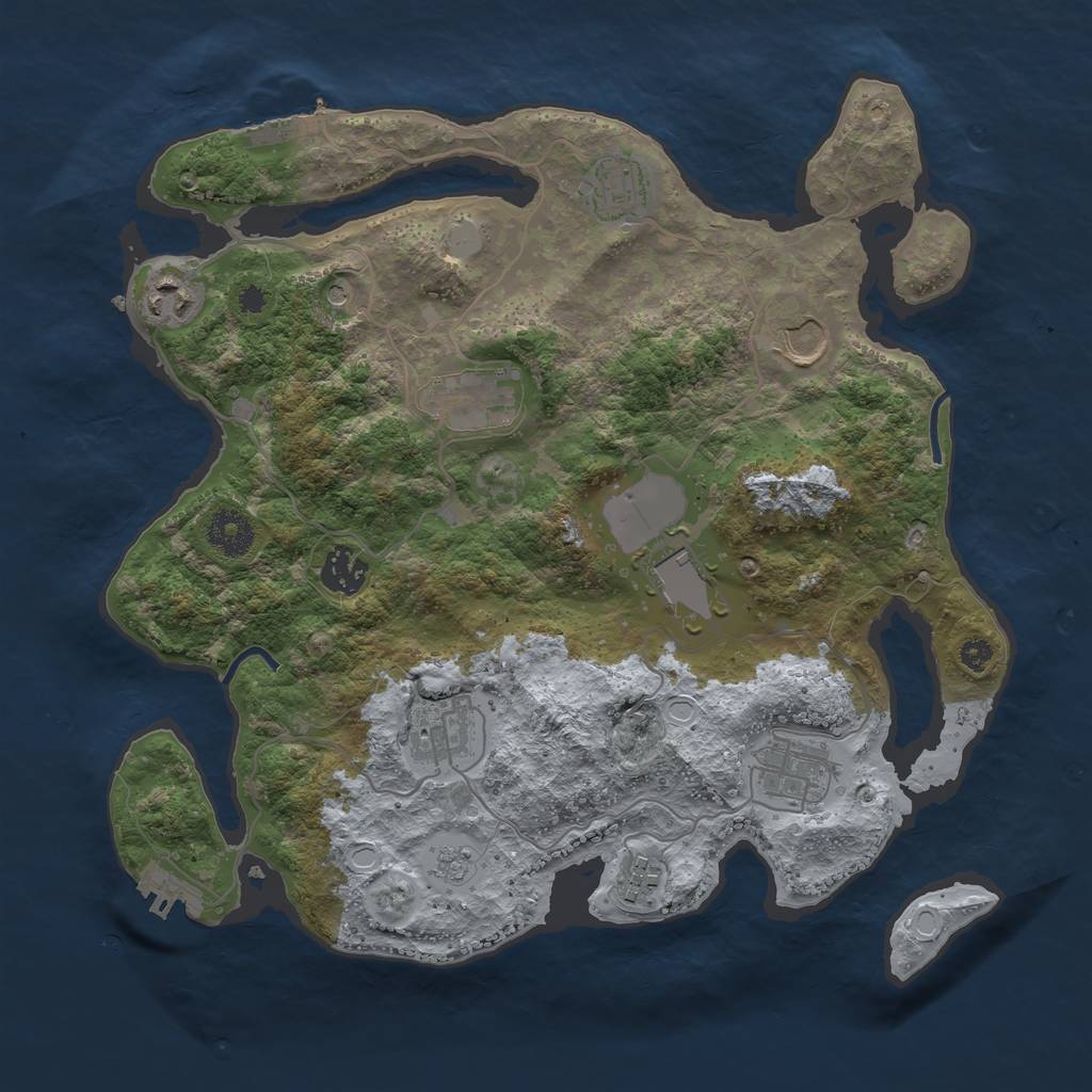 Rust Map: Procedural Map, Size: 3500, Seed: 2113292358, 18 Monuments