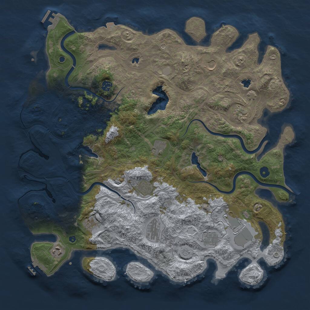 Rust Map: Procedural Map, Size: 4500, Seed: 1831653432, 17 Monuments