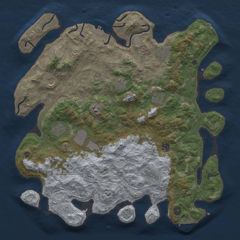 Rust Map: Procedural Map, Size: 4250, Seed: 1098652139, 19 Monuments