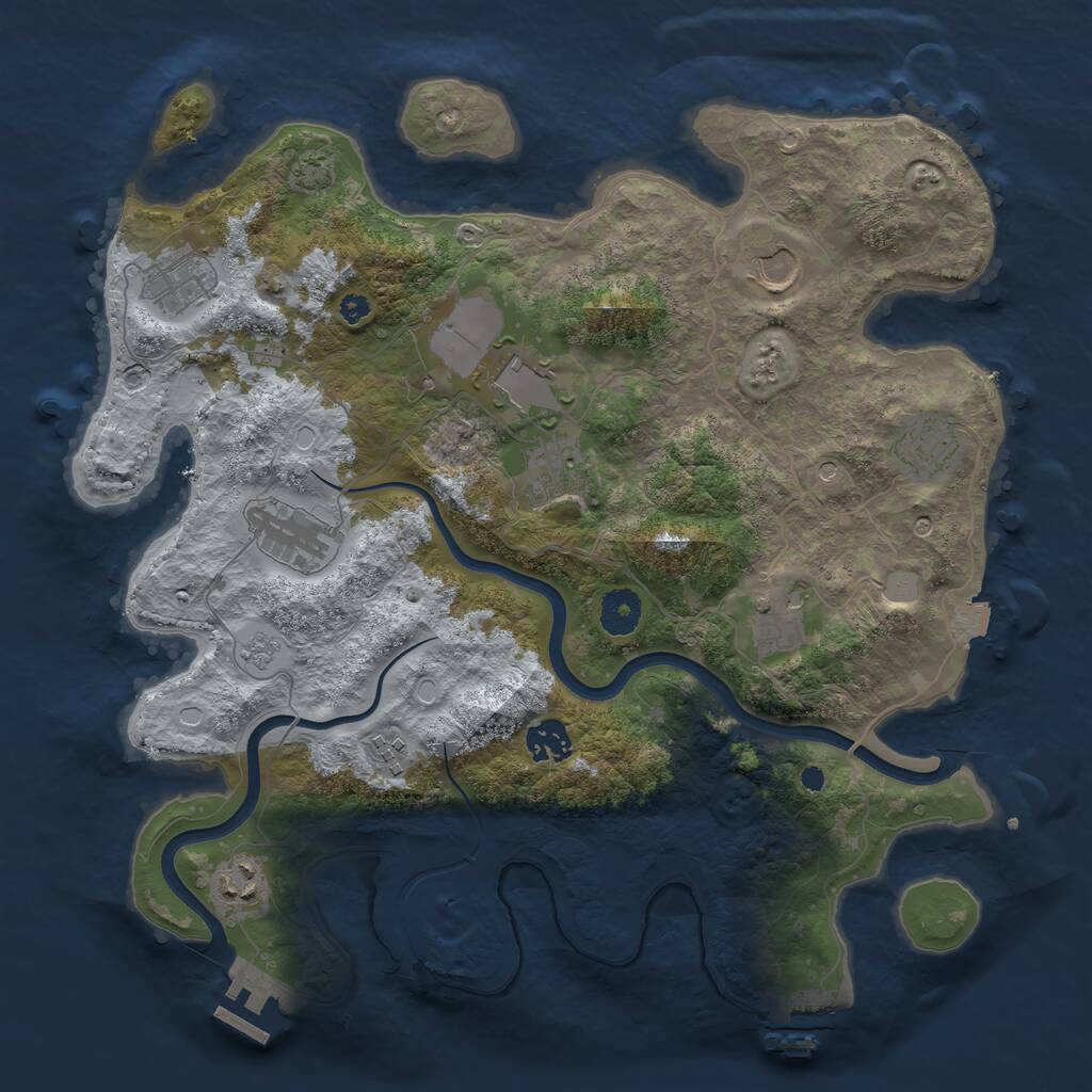 Rust Map: Procedural Map, Size: 3700, Seed: 996551529, 16 Monuments
