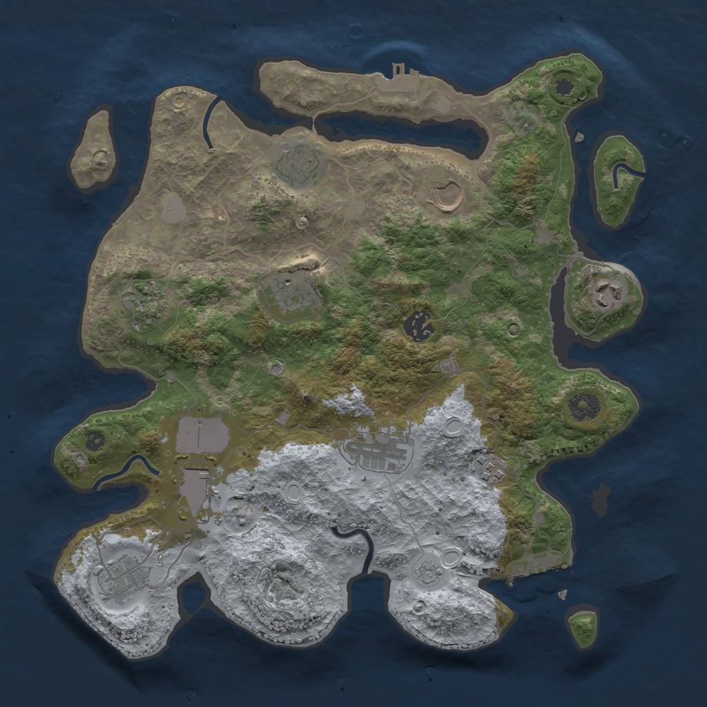 Rust Map: Procedural Map, Size: 3500, Seed: 133238170, 18 Monuments