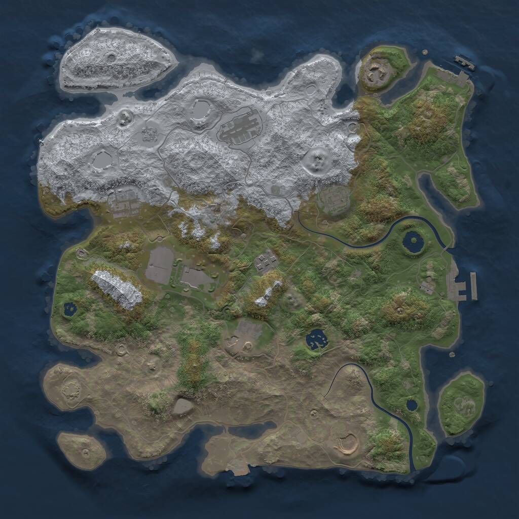 Rust Map: Procedural Map, Size: 3750, Seed: 516515614, 15 Monuments