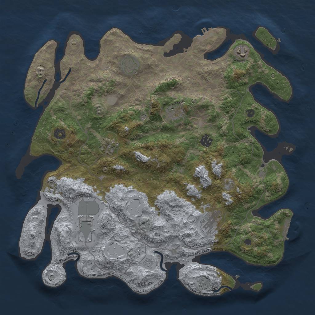 Rust Map: Procedural Map, Size: 4000, Seed: 955907685, 17 Monuments