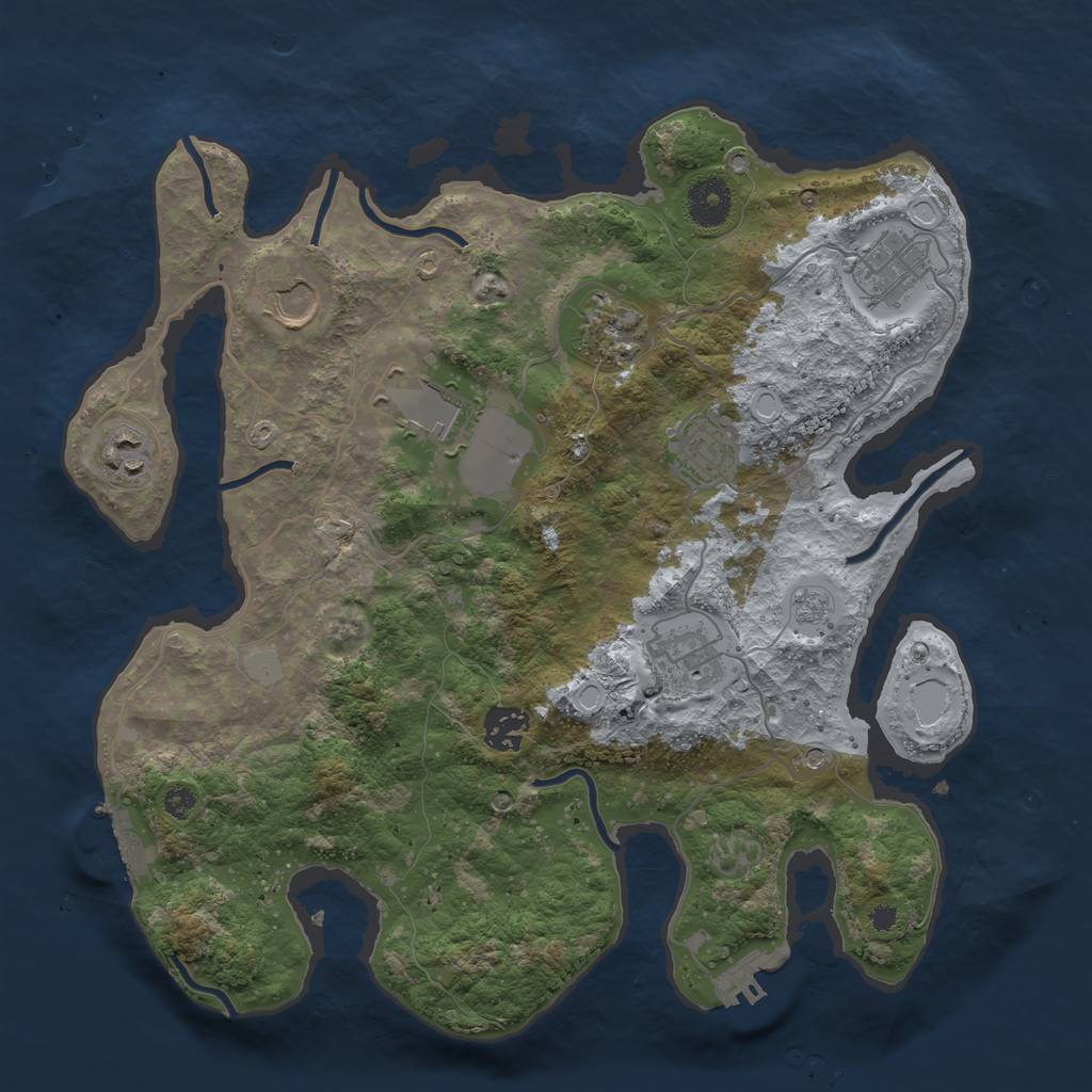 Rust Map: Procedural Map, Size: 3500, Seed: 95641003, 17 Monuments