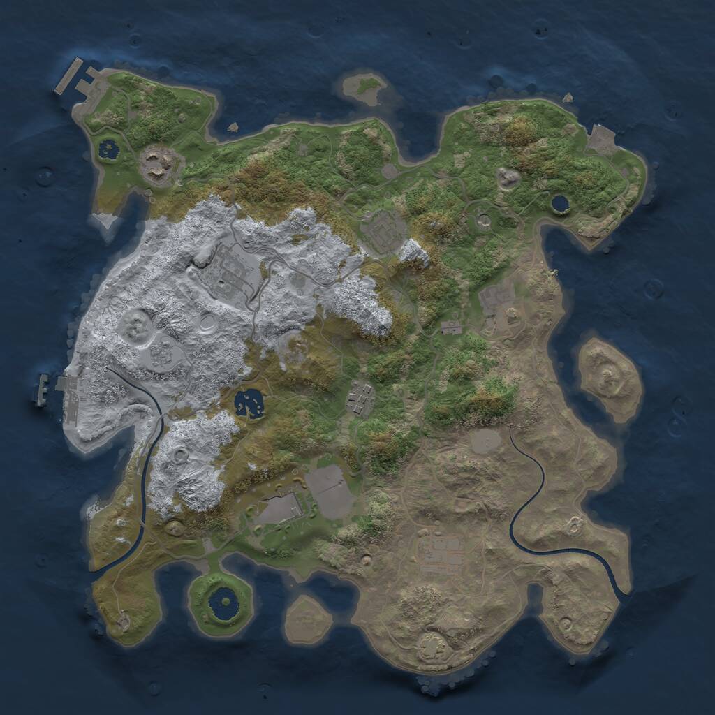 Rust Map: Procedural Map, Size: 3500, Seed: 23063, 14 Monuments