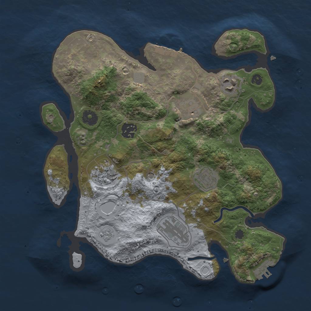 Rust Map: Procedural Map, Size: 3000, Seed: 2710, 15 Monuments