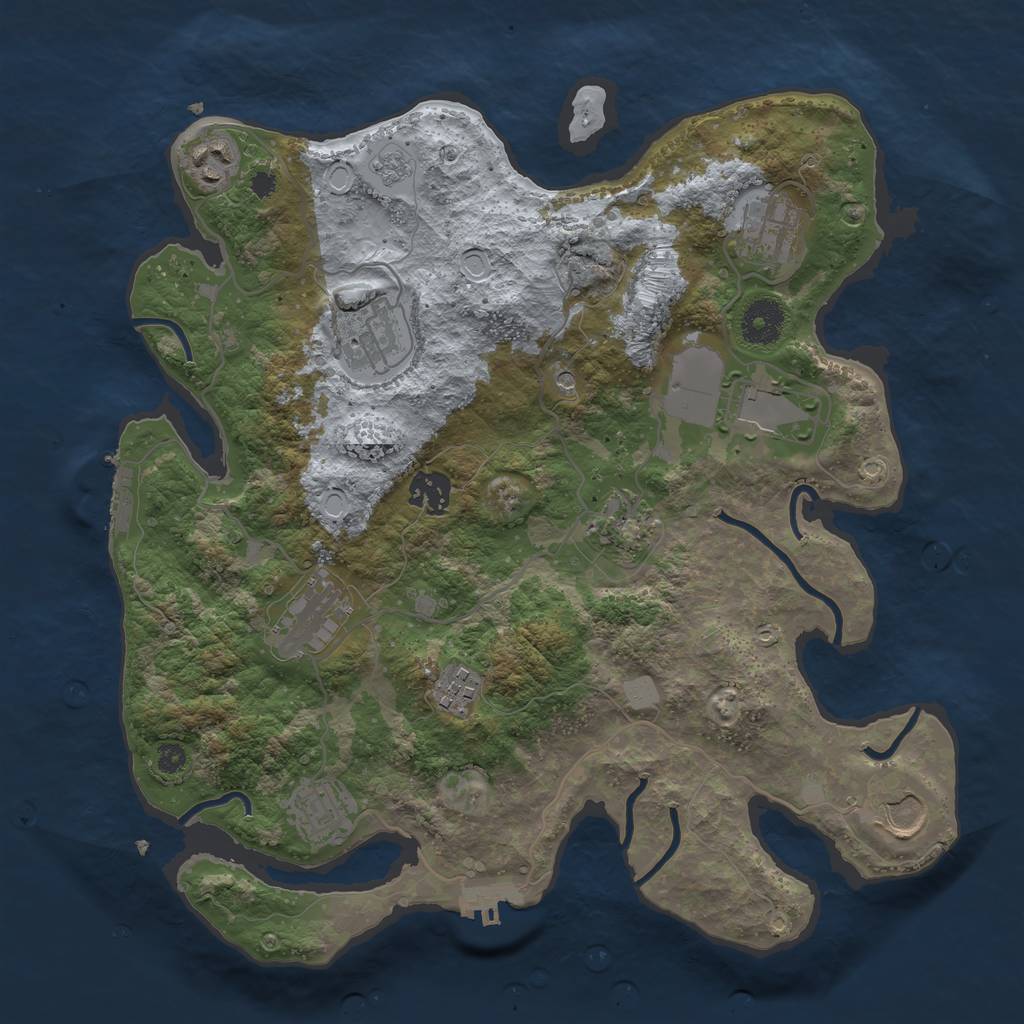 Rust Map: Procedural Map, Size: 3500, Seed: 1354109322, 17 Monuments