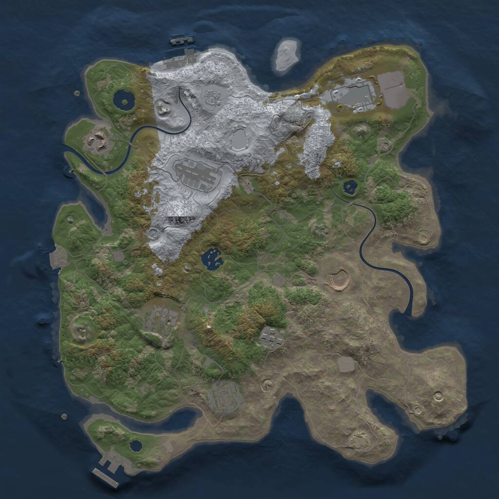 Rust Map: Procedural Map, Size: 3500, Seed: 1354109322, 14 Monuments