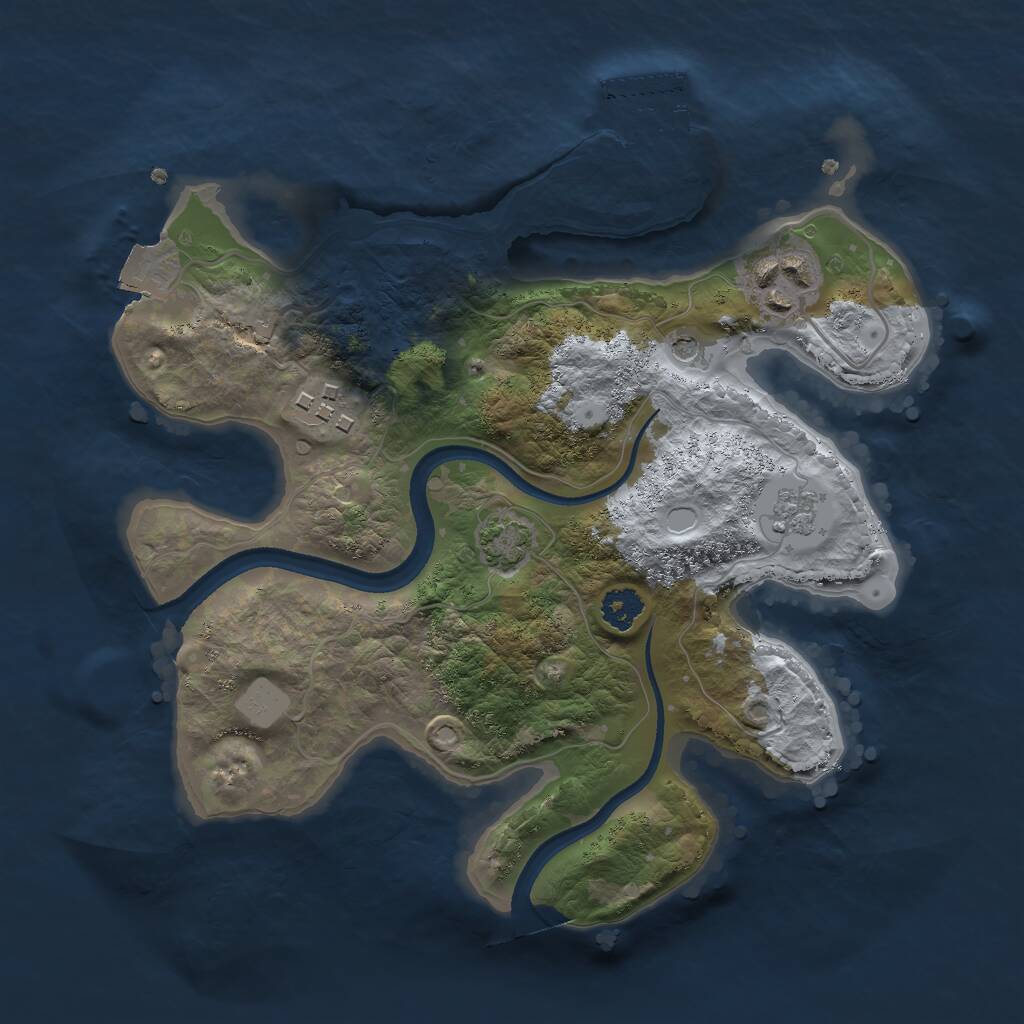 Rust Map: Procedural Map, Size: 2500, Seed: 1205726109, 7 Monuments