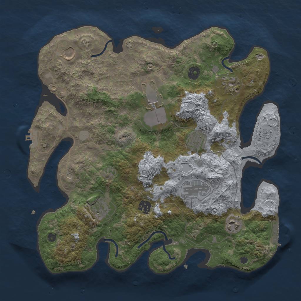 Rust Map: Procedural Map, Size: 3500, Seed: 94828389, 17 Monuments