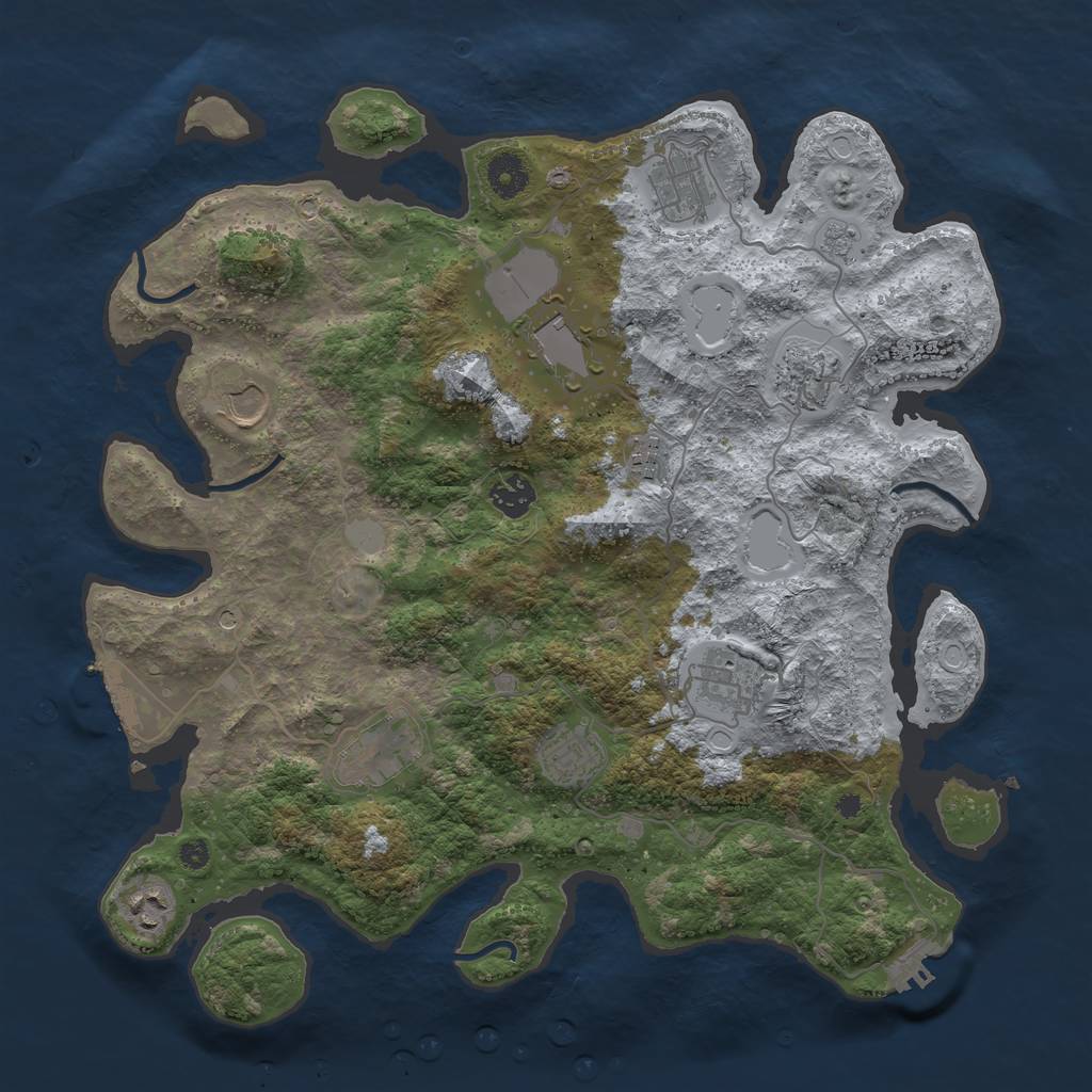 Rust Map: Procedural Map, Size: 3850, Seed: 6943039, 19 Monuments