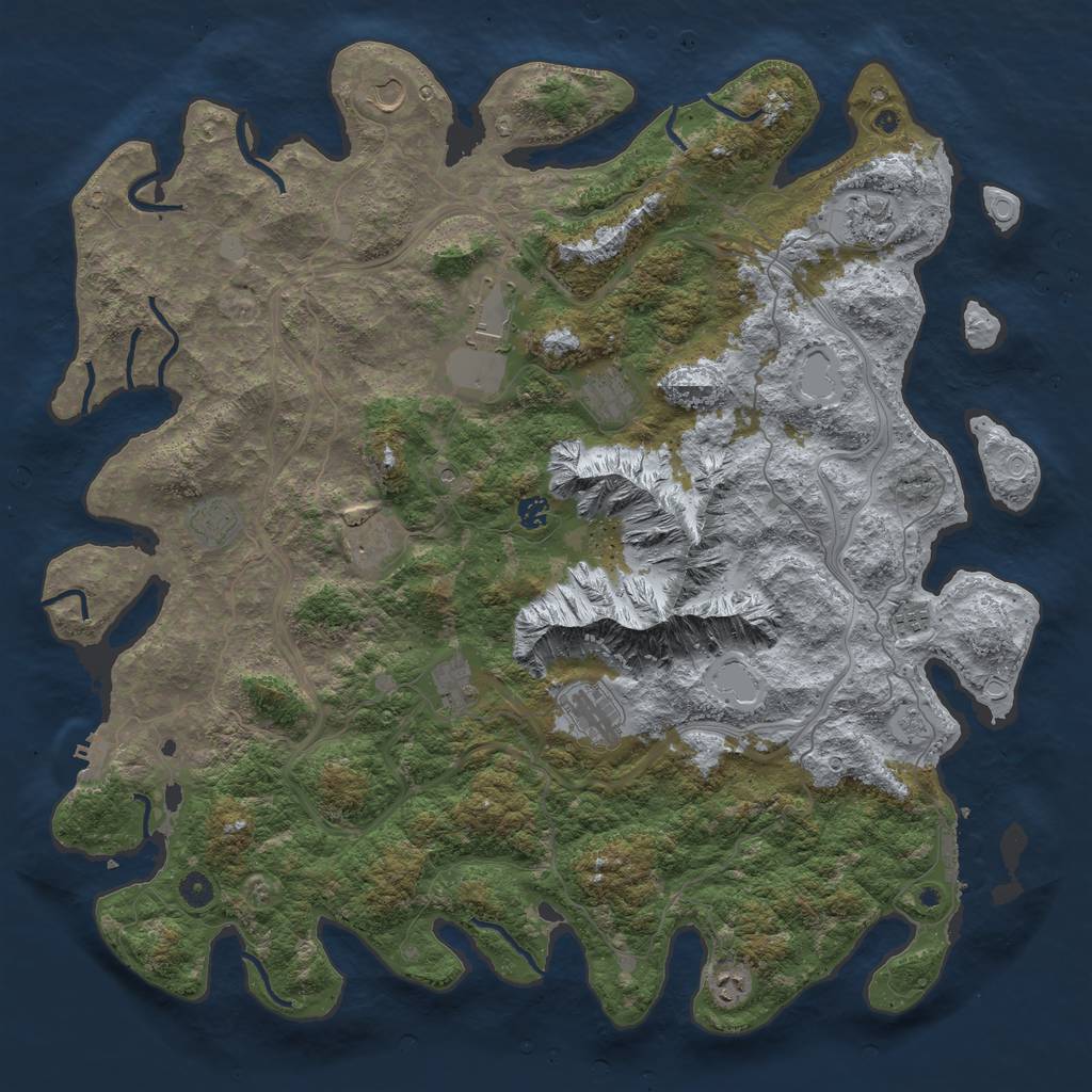 Rust Map: Procedural Map, Size: 5000, Seed: 25791, 20 Monuments