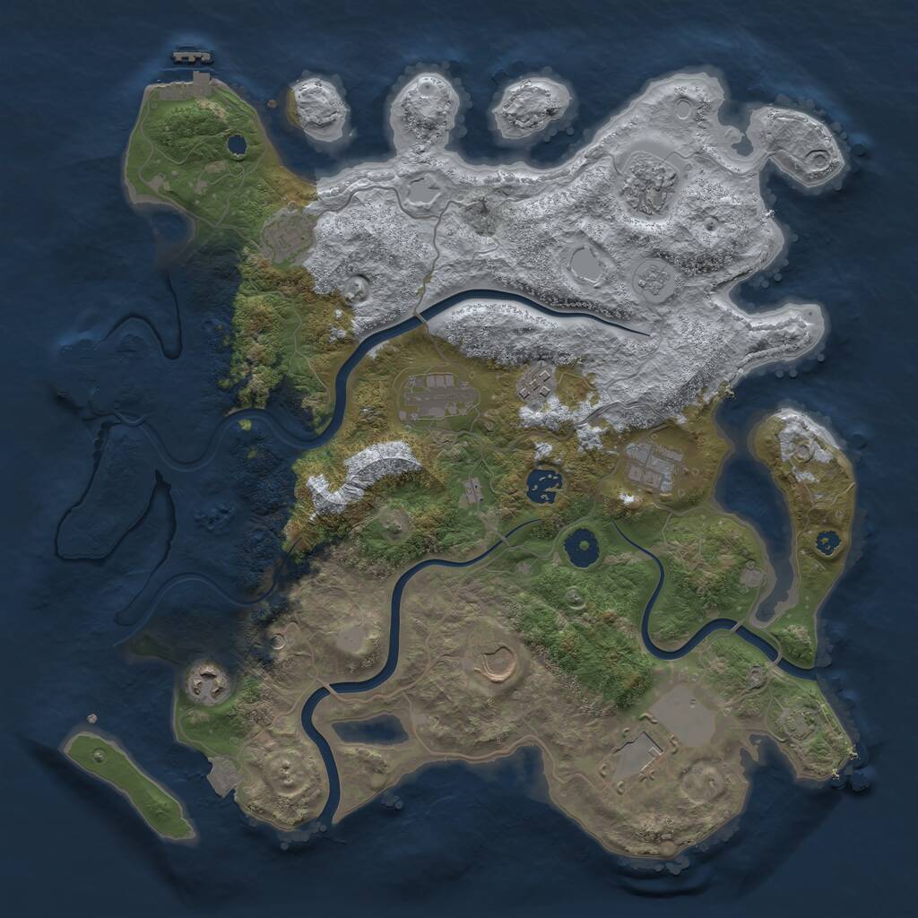 Rust Map: Procedural Map, Size: 3850, Seed: 26547892, 15 Monuments