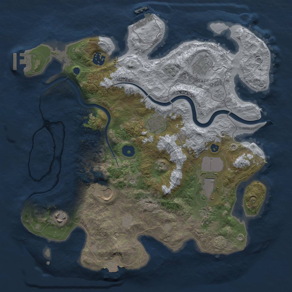 Rust Map: Procedural Map, Size: 3500, Seed: 1354156917, 14 Monuments