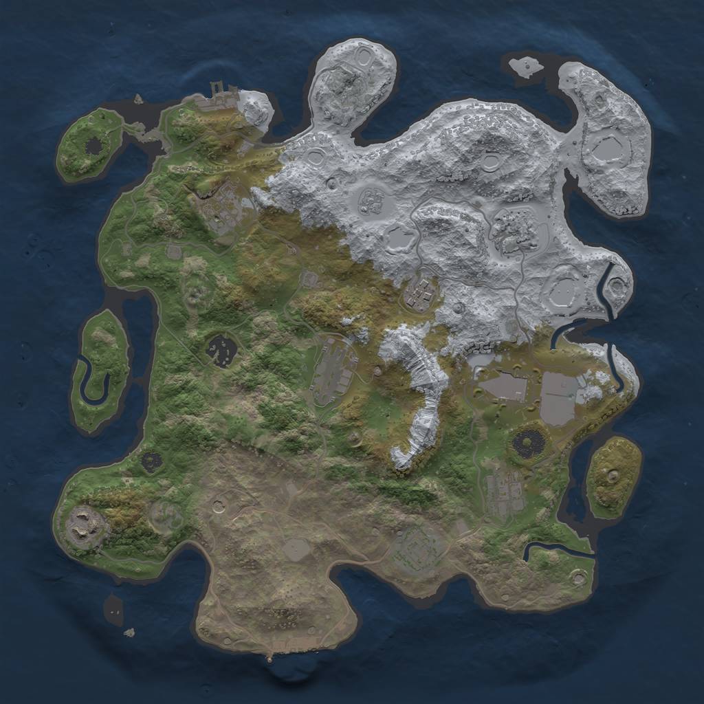 Rust Map: Procedural Map, Size: 3500, Seed: 1354156917, 16 Monuments