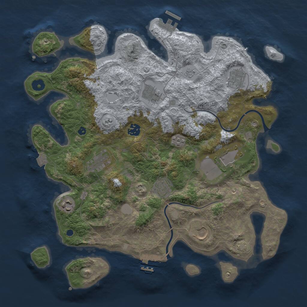 Rust Map: Procedural Map, Size: 3700, Seed: 320866159, 14 Monuments