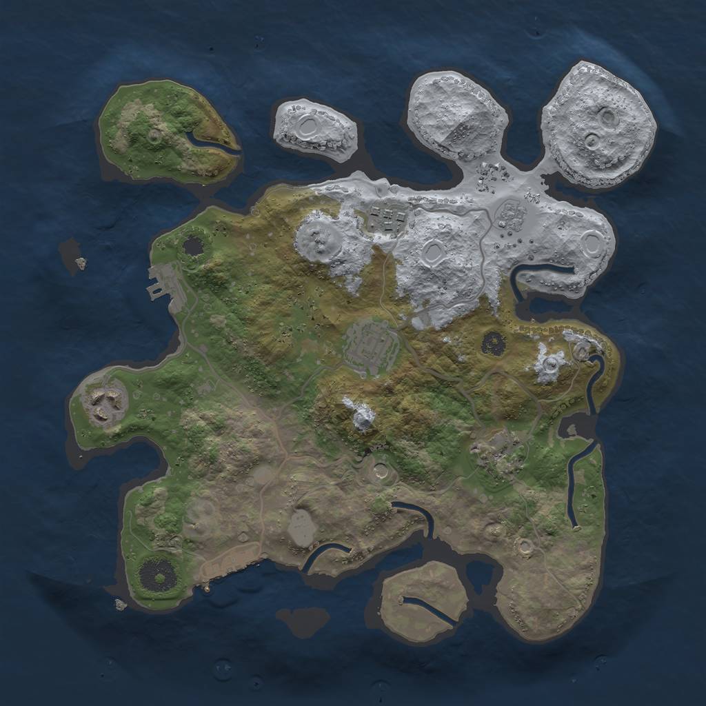 Rust Map: Procedural Map, Size: 3000, Seed: 254071006, 13 Monuments