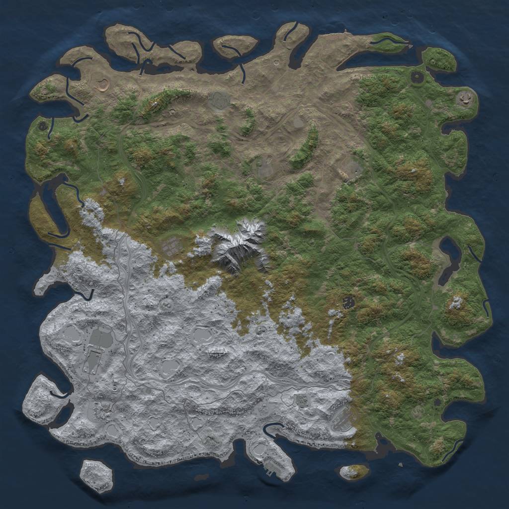 Rust Map: Procedural Map, Size: 6000, Seed: 1381394734, 18 Monuments