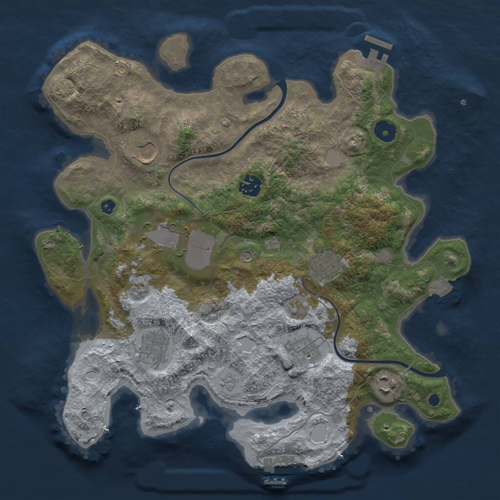 Rust Map: Procedural Map, Size: 3500, Seed: 26145, 13 Monuments
