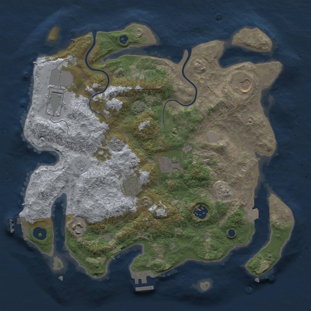 Rust Map: Procedural Map, Size: 3500, Seed: 1881082160, 13 Monuments