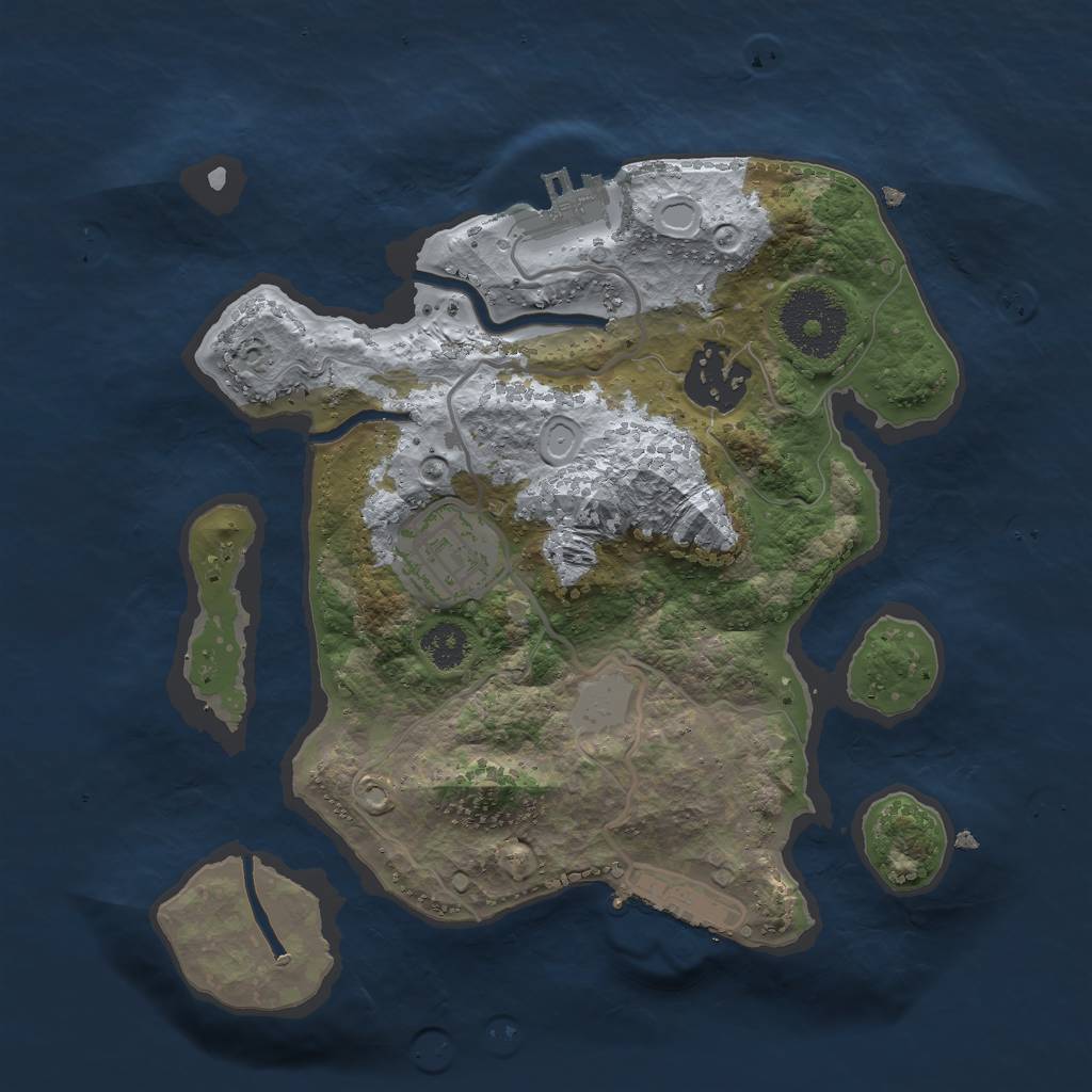 Rust Map: Procedural Map, Size: 2500, Seed: 50123, 9 Monuments