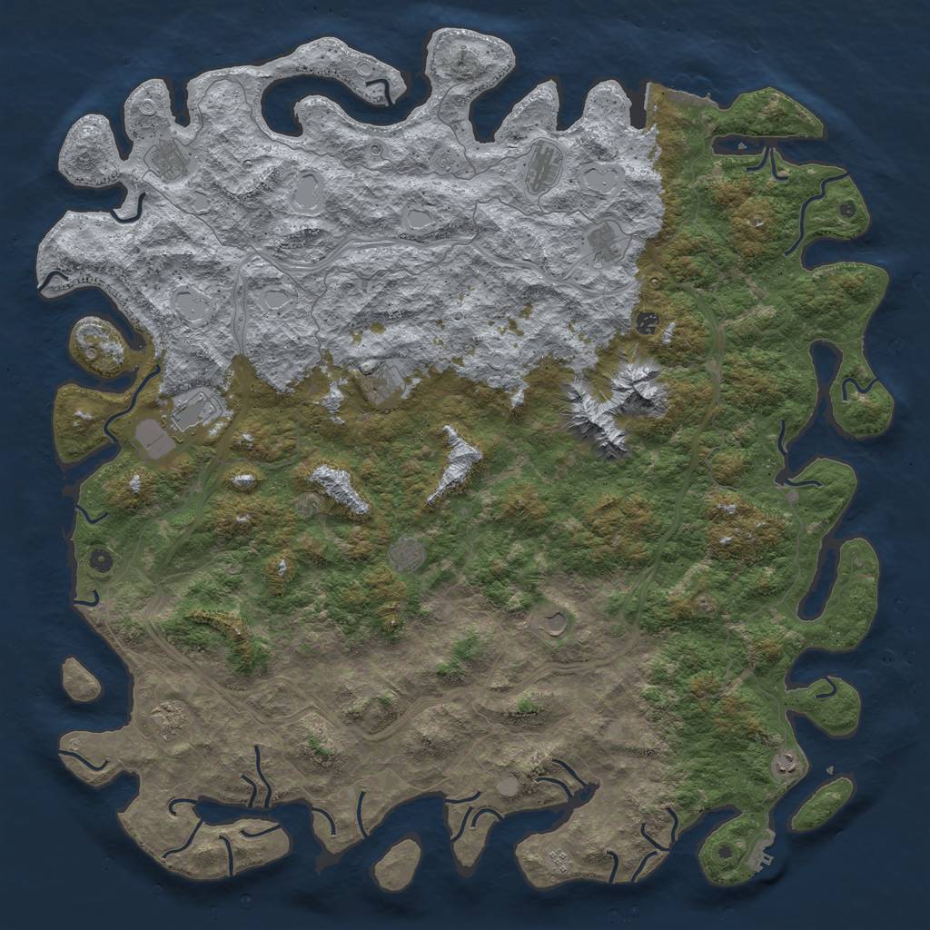 Rust Map: Procedural Map, Size: 6000, Seed: 5606665, 20 Monuments