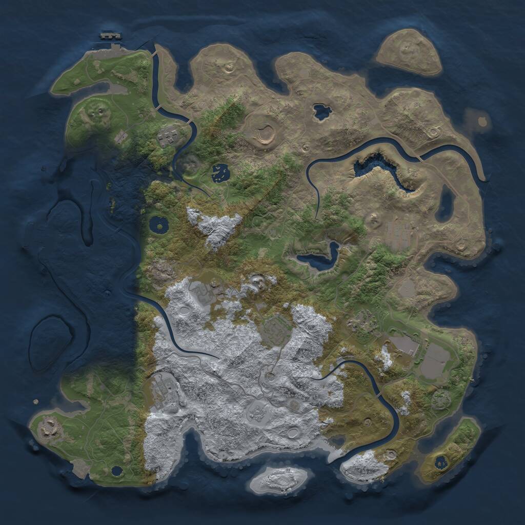 Rust Map: Procedural Map, Size: 4100, Seed: 34230, 16 Monuments