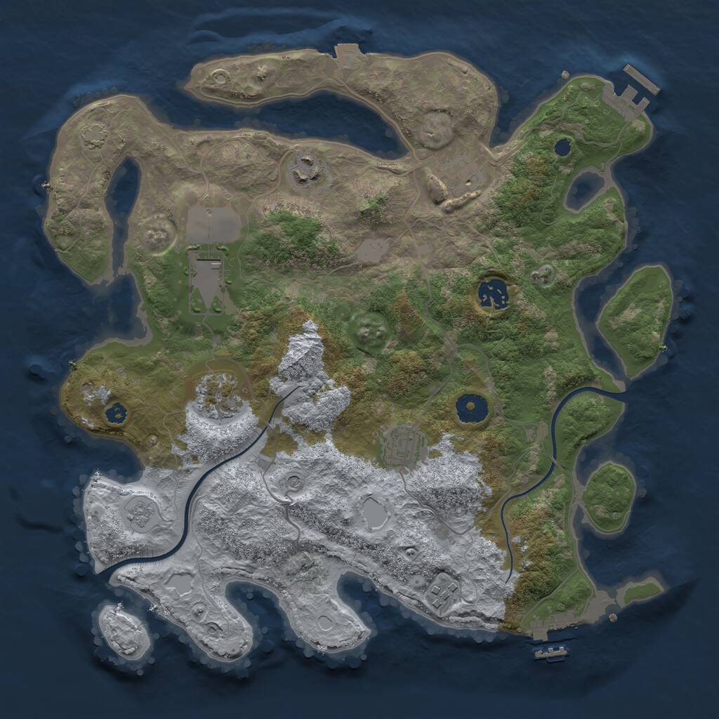 Rust Map: Procedural Map, Size: 3500, Seed: 507412974, 13 Monuments