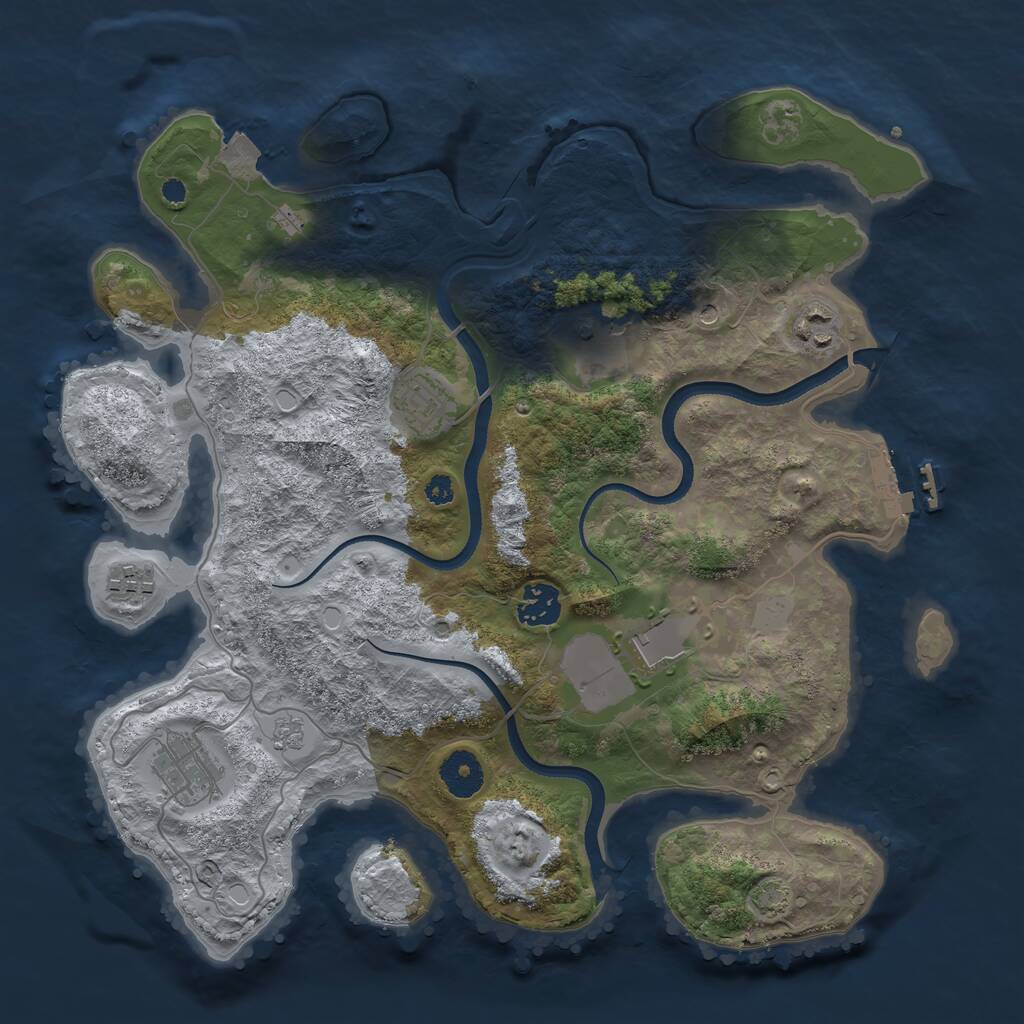 Rust Map: Procedural Map, Size: 3500, Seed: 55807823, 12 Monuments