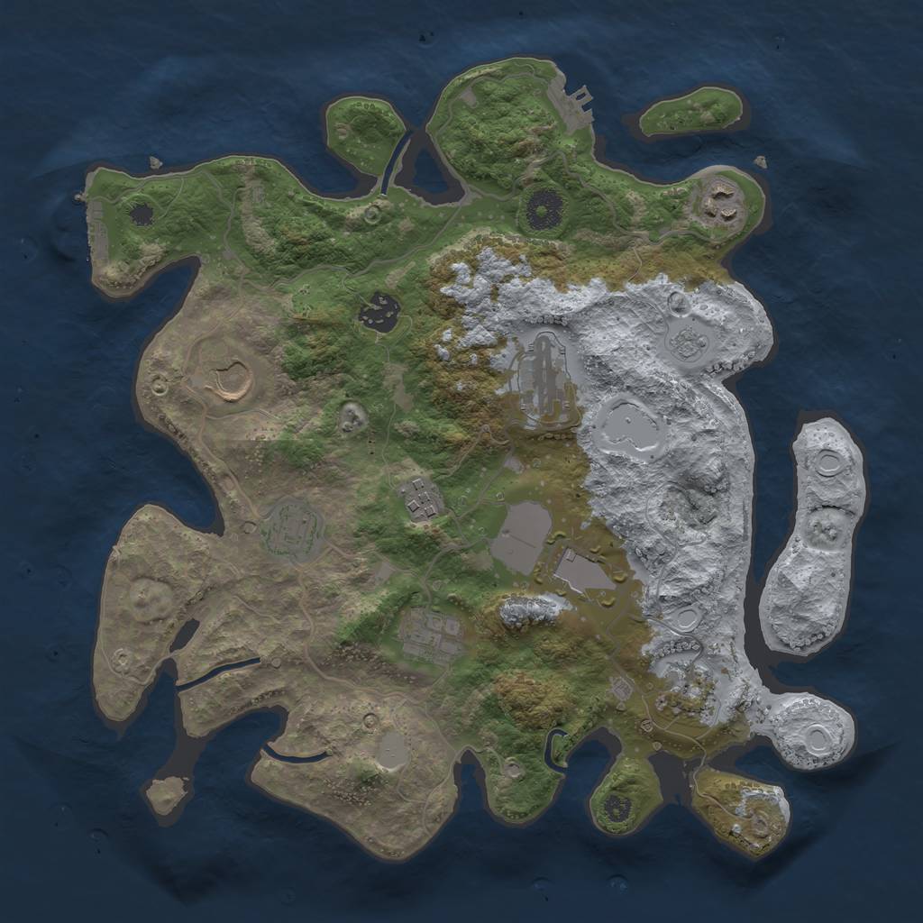 Rust Map: Procedural Map, Size: 3500, Seed: 466978973, 17 Monuments