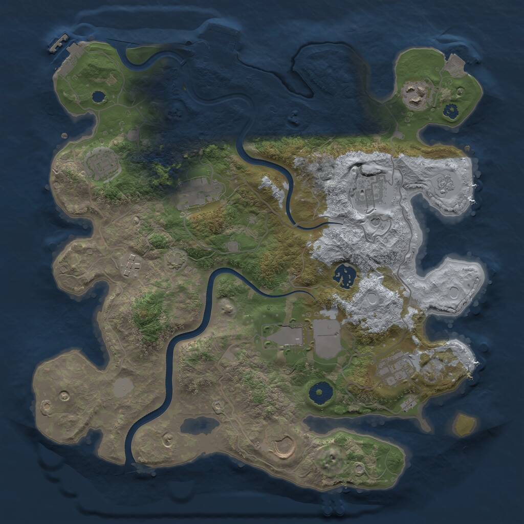 Rust Map: Procedural Map, Size: 3500, Seed: 1001366721, 15 Monuments