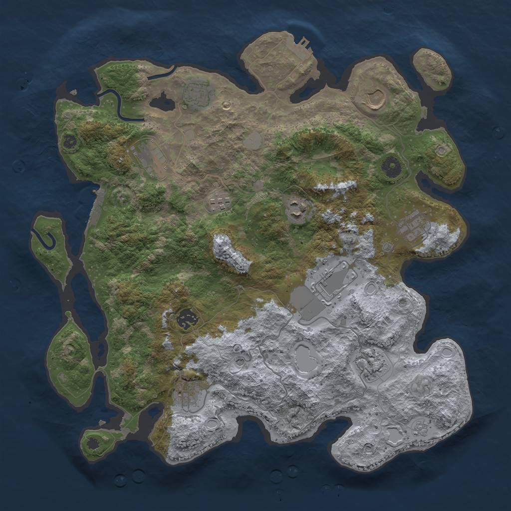 Rust Map: Procedural Map, Size: 3850, Seed: 1598366584, 19 Monuments