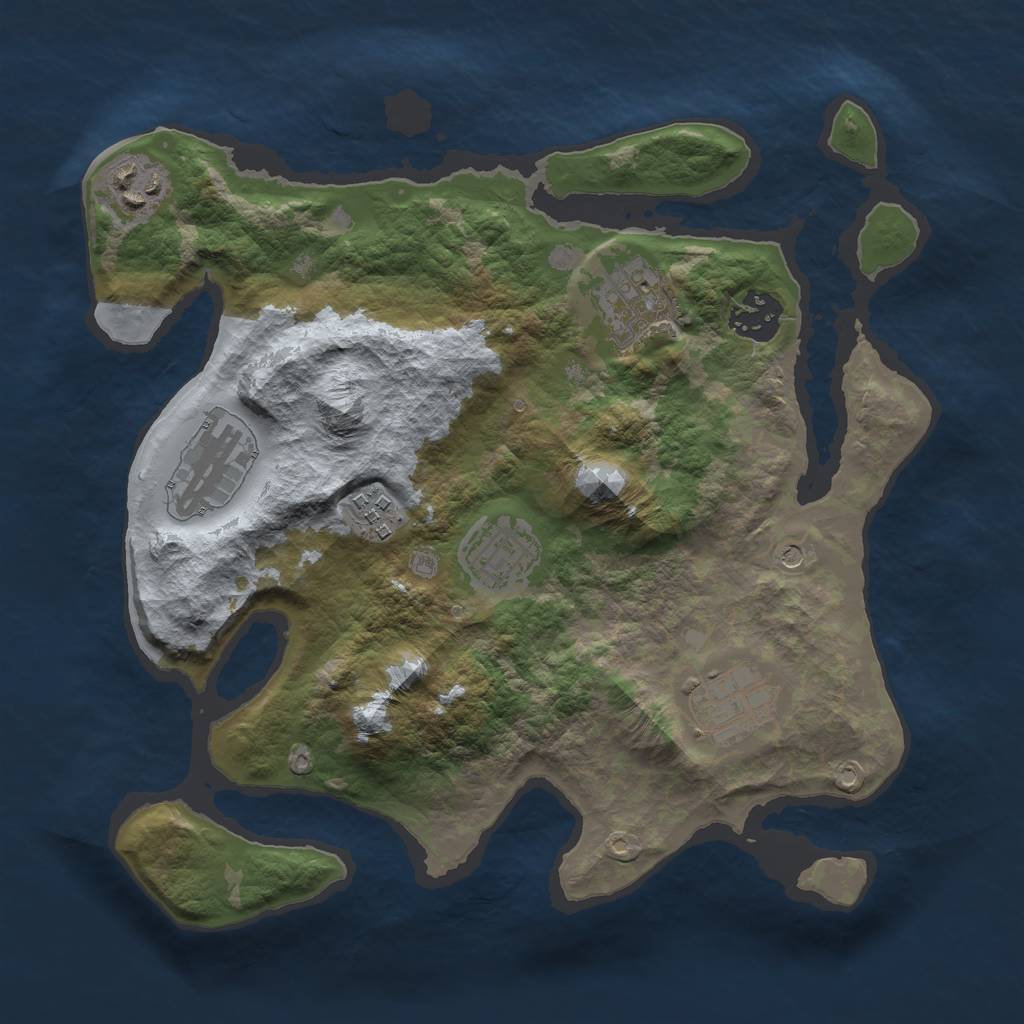 Rust Map: Barren, Size: 3000, Seed: 1730563, 10 Monuments