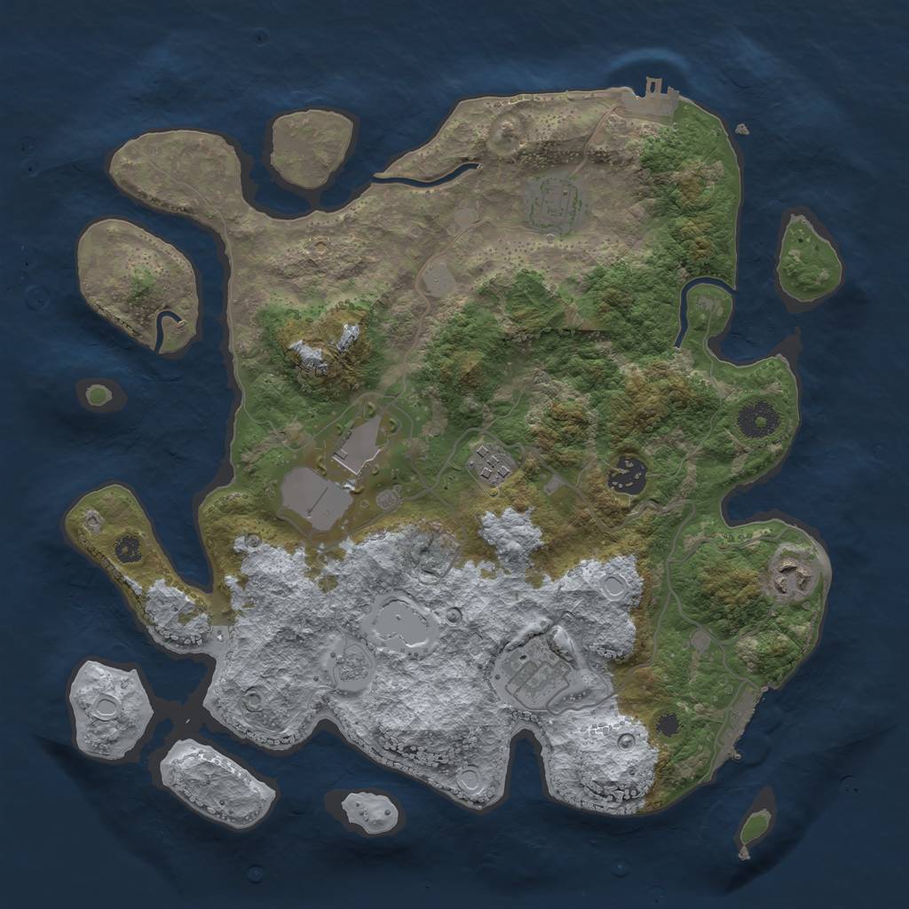 Rust Map: Procedural Map, Size: 3500, Seed: 657824626, 12 Monuments