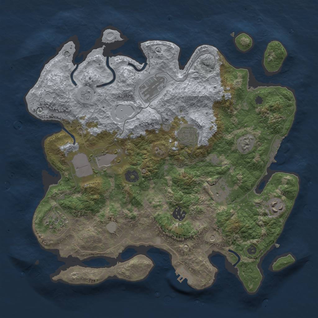 Rust Map: Procedural Map, Size: 3500, Seed: 588741183, 16 Monuments