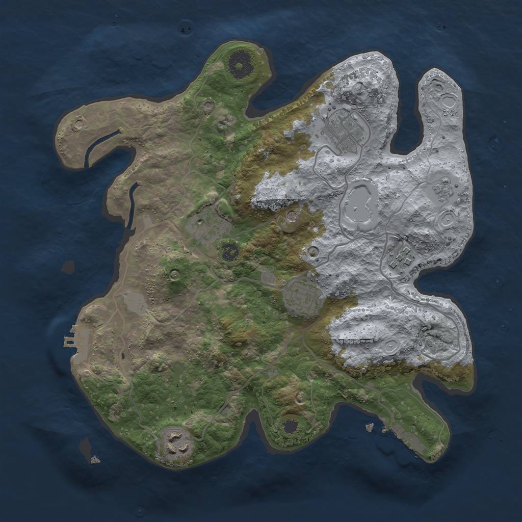 Rust Map: Procedural Map, Size: 3000, Seed: 825713, 14 Monuments