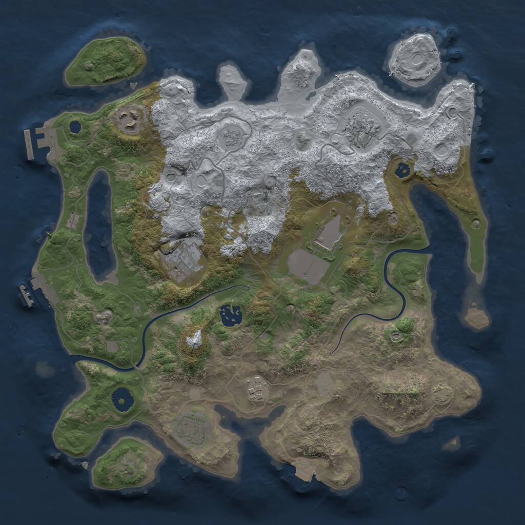 Rust Map: Procedural Map, Size: 3500, Seed: 24362432, 13 Monuments