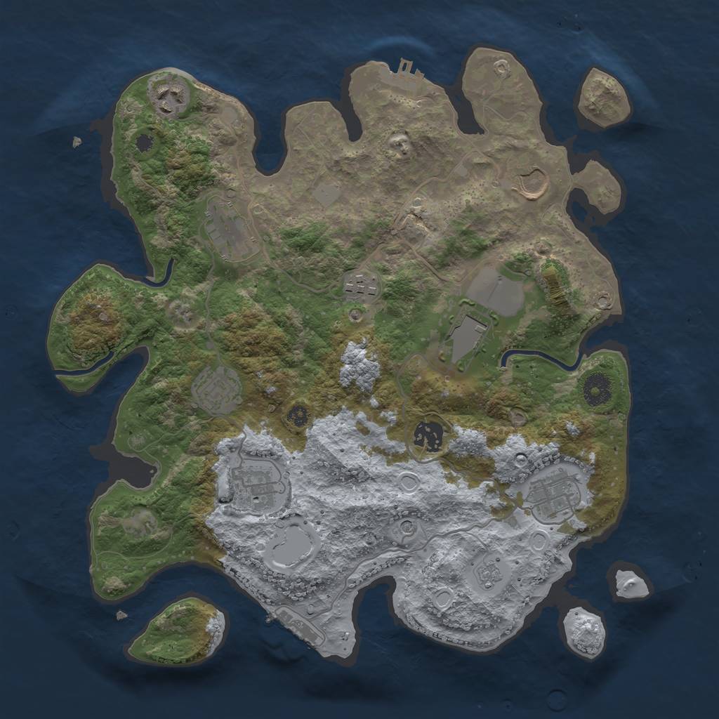 Rust Map: Procedural Map, Size: 3500, Seed: 3031997, 18 Monuments