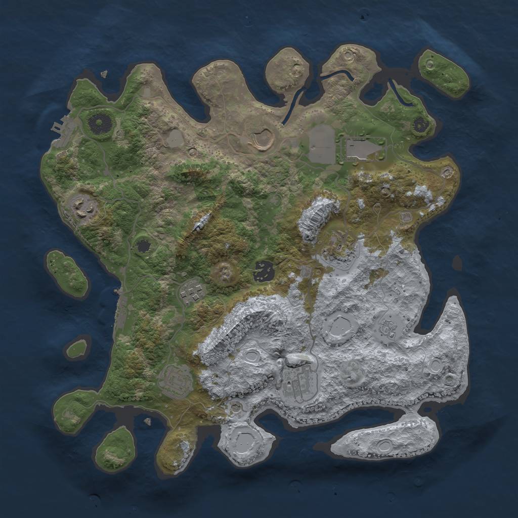 Rust Map: Procedural Map, Size: 3500, Seed: 52192542, 17 Monuments