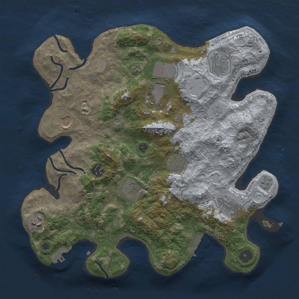 Rust Map: Procedural Map, Size: 3500, Seed: 43210633, 18 Monuments