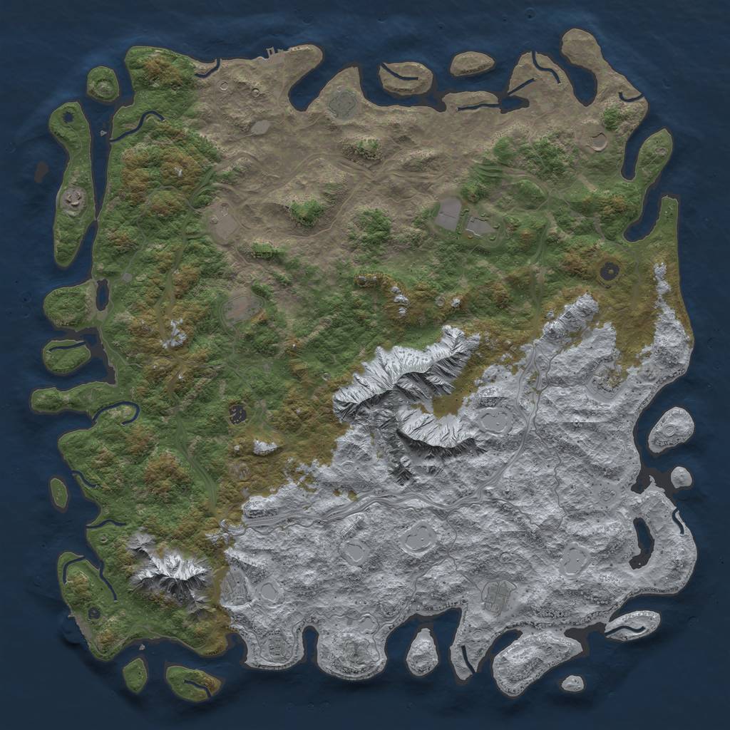 Rust Map: Procedural Map, Size: 6000, Seed: 423542624, 20 Monuments