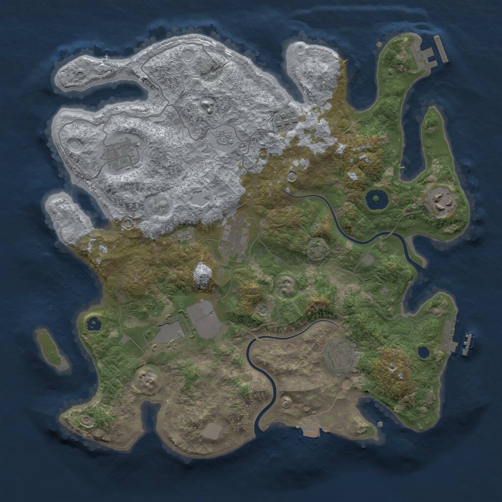 Rust Map: Procedural Map, Size: 3500, Seed: 42240457, 12 Monuments