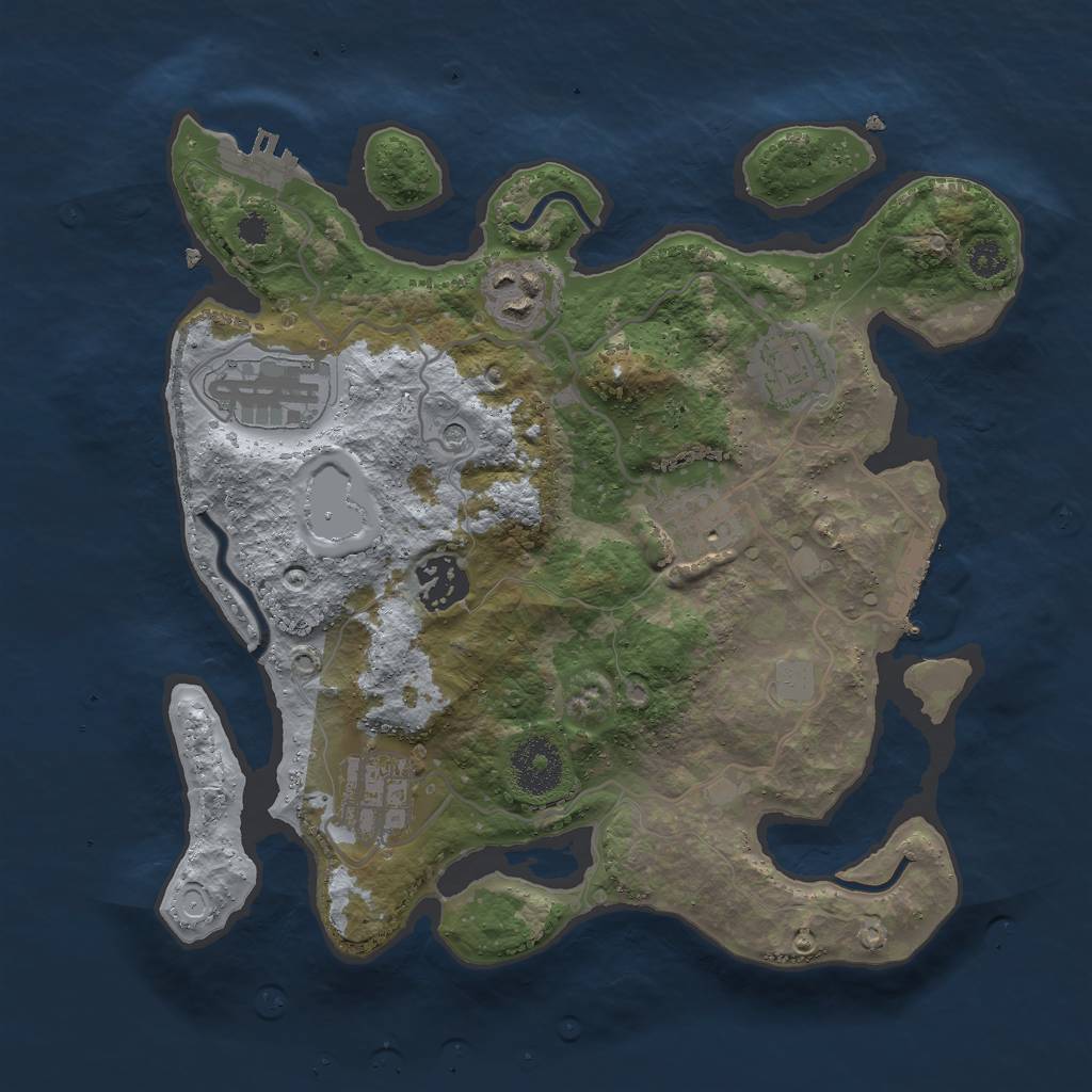 Rust Map: Procedural Map, Size: 3000, Seed: 2980, 14 Monuments