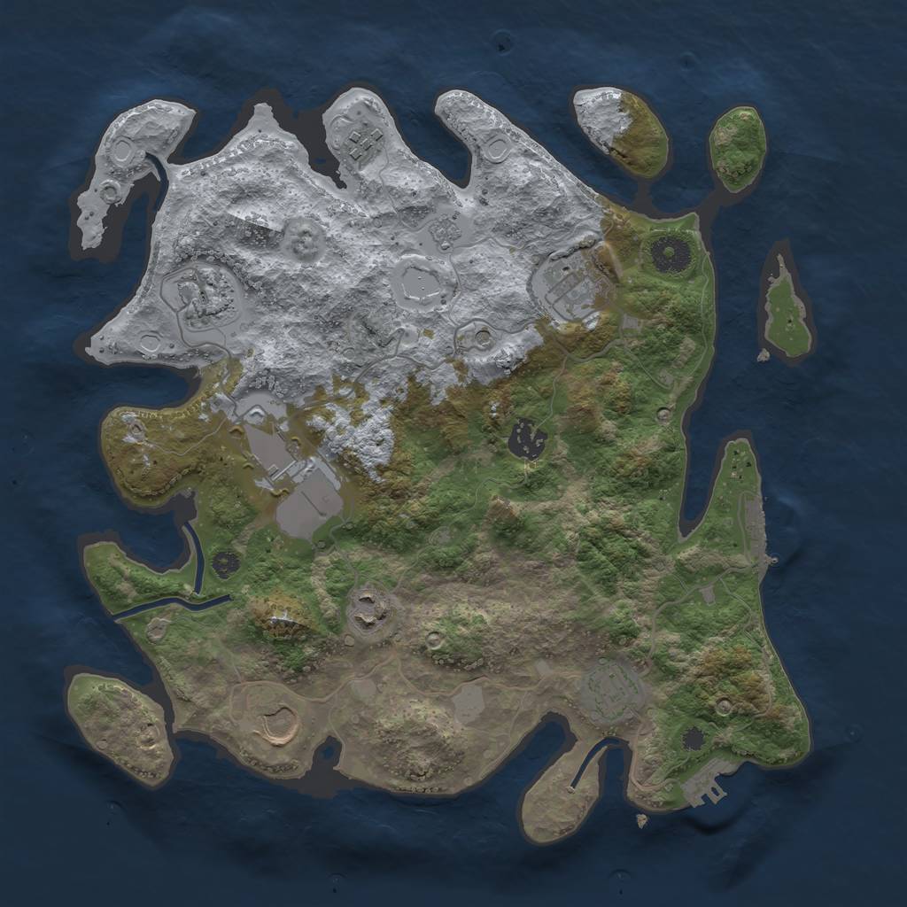 Rust Map: Procedural Map, Size: 3500, Seed: 43207421, 17 Monuments