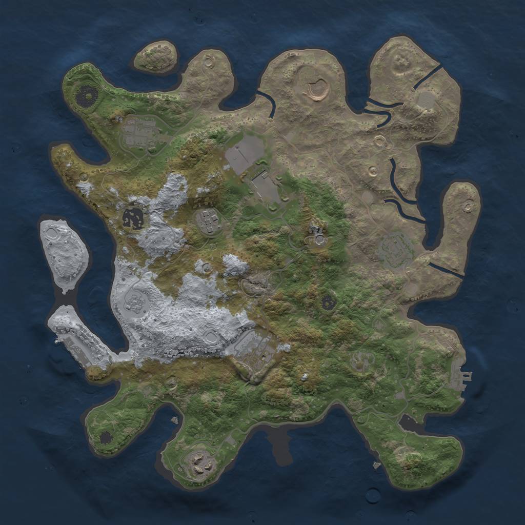 Rust Map: Procedural Map, Size: 3500, Seed: 58815829, 17 Monuments