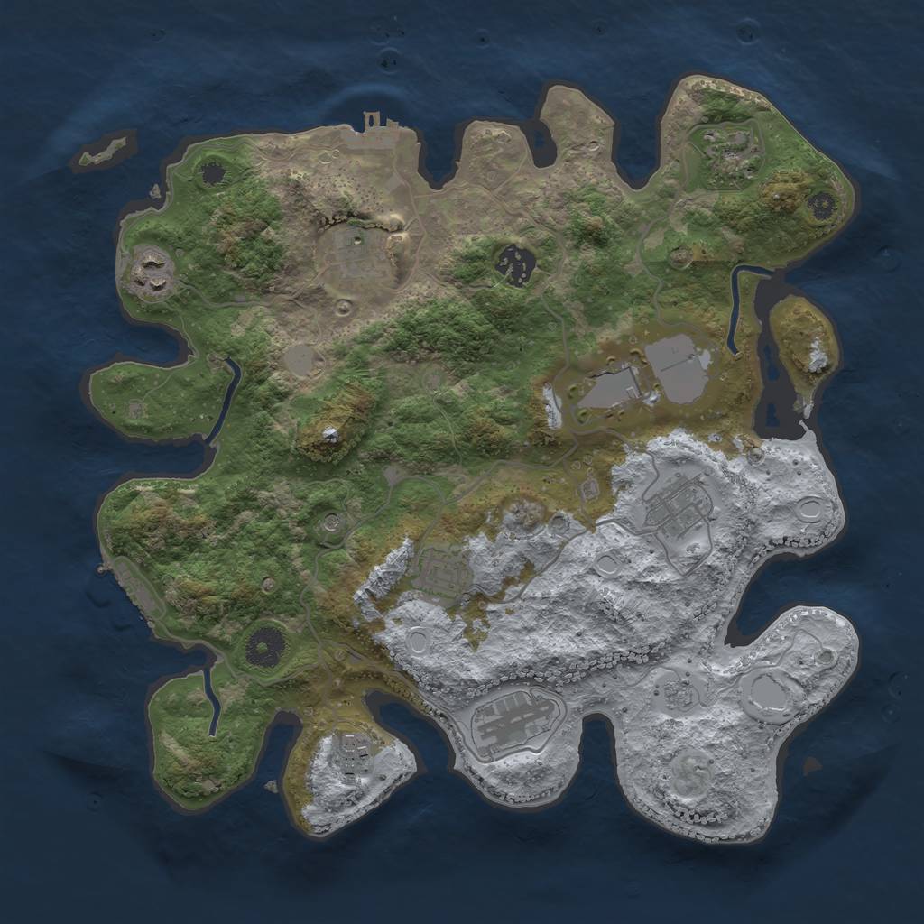 Rust Map: Procedural Map, Size: 3500, Seed: 29267833, 18 Monuments